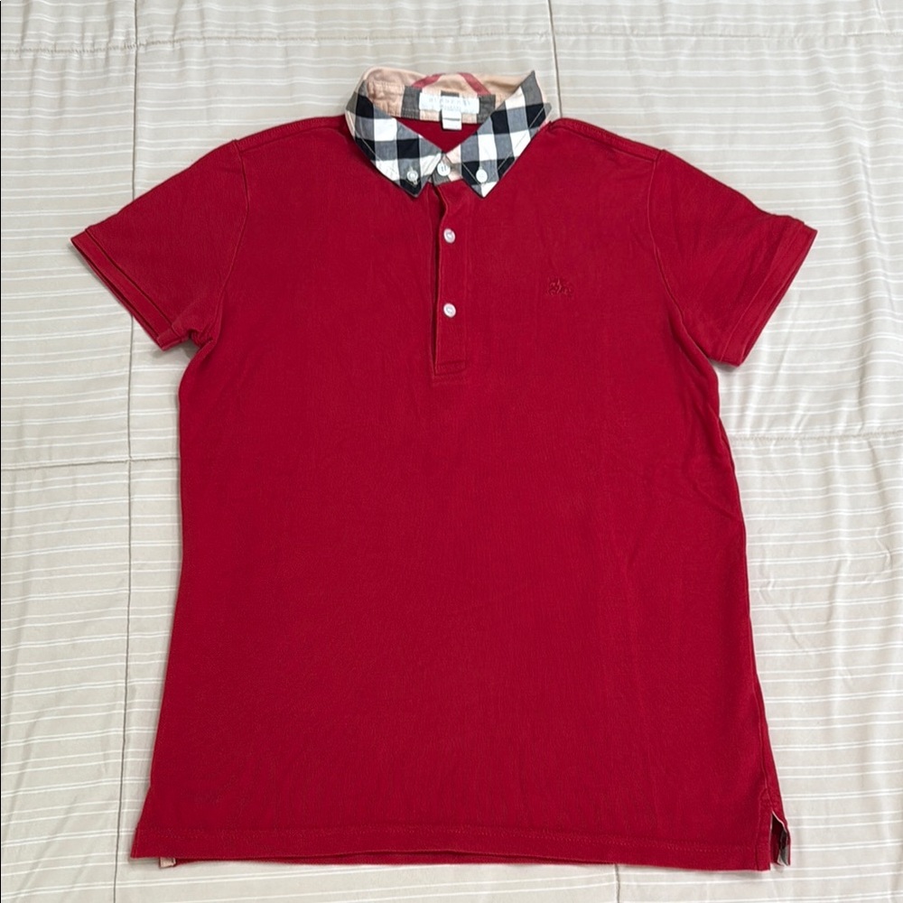 Burberry Polo Red Black Checkered Collar